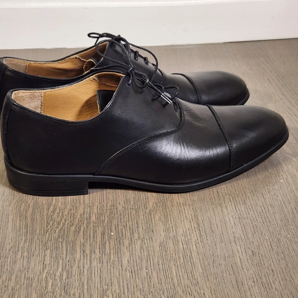 9.5 Bruno Magli Ricci Men's Black Leather Cap Toe Oxford Dress Shoes Worn Once